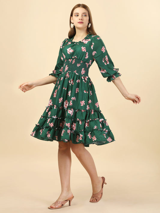 Ally Green Fit and Flare Dress